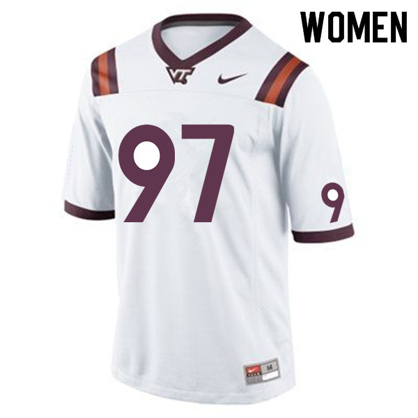 Women #97 Keondre Banks Virginia Tech Hokies College Football Jerseys Sale-White - Click Image to Close